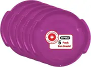 Superio Round Snow Saucer Sled 5 Pack Fuchsia Pink 24" Disc for Kids and Adults