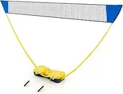 Costway Portable Badminton Net Set with Storage Base, All-in-One Badminton Set with 2 Badminton Rackets 2 Shuttlecocks for for Backyard, Beach, Ball Games, Outdoor Team Sports