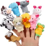 Animal Finger Puppets Set (10PCS), Velvet Animal Finger Puppets for Toddlers, Ve