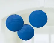 Australia Day Round Paper Lanterns Bright Royal Blue 3 Pack