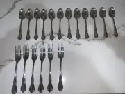Vintage Oneida Chateau Fine Flatware 6 Forks, 12 Spoons, 18/10 Stainless Steel