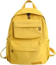 [HIKOAN] School Season Schoolbags for Women Korean Style for High School and College Students Large Capacity Computer Backpack with Multiple Decorative Pockets, Yellow