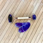 Amethyst Gua Sha and Roller Set | Eco-friendly Bamboo handle and Natural Stone