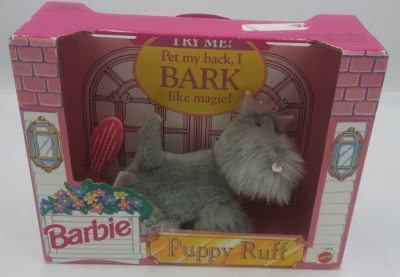 Mattel Barbie Puppy Ruff 11069 Grey Dog Barking Schnauzer 1993 UNUSED/BOXED