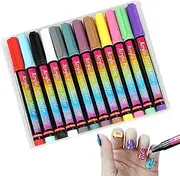 Art Marker Pen Set - 12 Assorted Colors Pens, Multi Surfaces Paint Markers | Water Based Crafts Making Acrylic Markers Pens, Permanent Ink Pens for Painting Sketching and Creative Expressions