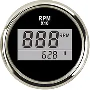 ALAGPNPMZH 2"(52mm) Auto Truck Boat Digital Tachometer 0-9990 RPM with Hourmeter Fit for Boat Car Truck Motorcycle Red Backlight 9-32V Speedometer(Red Light 52mm BS)