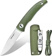 TONIFE Nova Fixed Blade Knife with Adjustable Kydex Sheath EDC Knife with 6.81cm Full Tang Blade Paracord Lanyard for Outdoor Camping Hiking (Green-Satin)