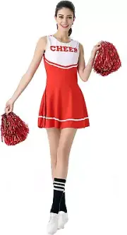 Cheerleader Costume Fancy Dress Cheerleading Uniform No Pom-Pom