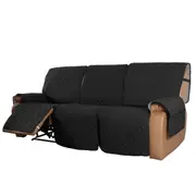 Recliner Sofa Cover with Pocket, Slipcovers Reversible Washable Elastic Adjustable Strap for home(3 Seater,Black）