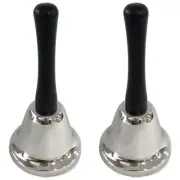 2x Silver Hand bell Call Bell Service Bell Attention Alarm Bell Christmas Xmas