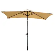 Arcadia Furniture Outdoor 3m Heavy Duty Garden Umbrella w/ Solar Lights Beige