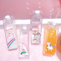 在飛比找蝦皮購物優惠-【限時免運】韓國創意牛奶盒造型塑料杯子卡通少女心獨角獸便攜隨