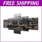 Framed 5-Piece Black and White Pittsburgh Skyline Canvas Art - Ready to Hang