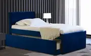 Selina King Single Trundle Storage Bed Frame Velvet Blue