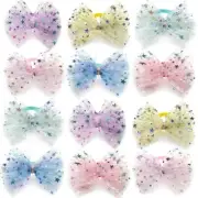 100Pcs Mesh Star Pattern Luxury Dog Bowtie Collar Wedding Pet Grooming Products