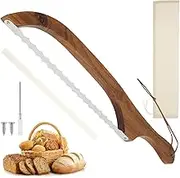 Bread Knife, Wooden Bread Slicer, Bread Bow Saw for Slicing, Bread Bow Cutter, Stainless Steel Sourdough Bread Knife with Wooden Handle Bread Knife for Homemade Bread Sourdough Bagel Cake Fruit