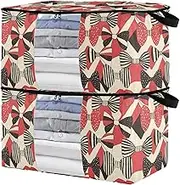 sanluoli 60L 2 Pack Underbed Storage Container with Reinforced Handles, clear window Bag For Closet