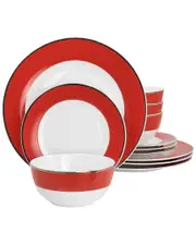 Martha Stewart Gold Rimmed 12pc Fine Ceramic Dinnerware Set