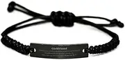 [Generic] Girlfriend Engraved Black Rope Bracelet - Inspirational Psalm 145: 18-19 Gifts for Christmas, Birthday, Graduation - Perfect Jewelry for Her, Girlfriend, Girlfriend, Girlfriend, Small, Silver Plated