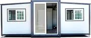 Container House Mobile Expandable Prefab Portable House with Restroom，Portable Weather Adaptive Tiny Home Outdoor Storage, Modern Sturdy Steel Storage Container Home (15 * 20 ft)