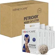HONEY CARE Petrichor Mix Cat Litter I Tofu Cat Litter I Nature Plant-Based Pellets and Bentonite Sustainable Cat Litter I Low-Dust Qucik Clumping Superior Odor Control, 24-lbs Value Pack (6 lbs x 4)
