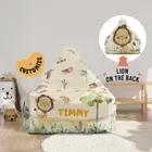 Beanbag Cover for Kids, Custom Name, Safari Theme, Lion on the Back