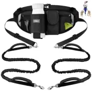 Hands Free Dog Leash for 2 Dogs with Dual Heavy-Duty Traffic Handle, Retractable