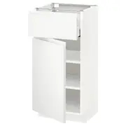METOD / MAXIMERA base cabinet with drawer/door, white/Voxtorp matt white, 40x37x80 cm