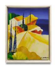 NY Art-Original Oil Painting Abstract On Canvas 8x10 Framed