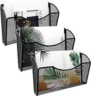 EasyPAG 3 Pocket Wall File Holder,Mesh Hanging File Organizer ,Vertical Wall Mounted Document Rack for Papers Folders Files Clipboard,Black