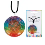 Round Orgonite 7 Chakras Pendant Necklace EMF Energy Jewelry Healing Crystals