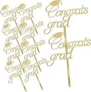TOPPERFUN 10Pcs Graduation Party Cupcake Toppers Graduation Cap Cake Ornaments Eye Catching Cake Decorations Events for Desserts Centerpieces and More