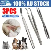 3pcs/set Pet Cat Dog Tick Remover Tool Stainless Steel Fleas Tweezers Clip Kit