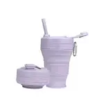 Silicone Coffee Cup with Straw lid Collapsible Cups for Traveling 20oz Purple