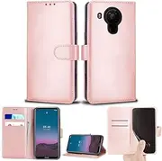 [Mobile Stuff] For Nokia 5.4 Case, Wallet Case Magnetic Flip Leather Cover With Card Slots and Stand Feature For Nokia 5.4 (Rose Gold)