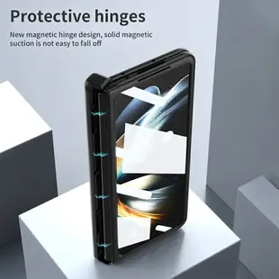 SAMSUNG 適用於三星 Galaxy Z Fold 4 手機殼 Fold 3 磁吸鉸鏈折疊保護殼電鍍鏡頭膜皮套