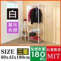 在飛比找momo購物網優惠-【BuyJM】白烤漆三層單桿衣櫥60x45x180cm