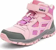[R CORD] Kids Hiking Boots Waterproof Girls Hiking Boots Durable TPR Traction Outsole Girls Hiking Shoes Anti-Skid Athletic Hook and Loop Closure Kids Hiking Shoes for Outdoor