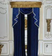 MINIATURE DOLLHOUSE 1:12 SCALE WINDOW CURTAIN #57 - BLUE