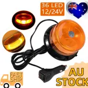 36 LED Alarm Warning Light Amber Flashing Rotating Beacon Strobe Magnetic 12/24V
