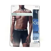 CALVIN KLEIN Boxer Brief Underwear Mens Size L 3-Pack Microfiber Blue Stretch