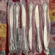 6-Oneida Distinction Deluxe RAPHAEL Glossy Stainless Flatware DINNER KNIVES New