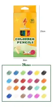 Pencil case 24Coloured Colouring Pre-Sharpened Oil Based drawing Colours pencils