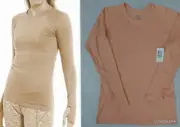 NWT ANTONIO MELANI Mantra Long Sleeve Seamless Stretch Top Size L in PEACH