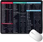 Tyqour Mouse Pad - Excel Shortcuts Pattern, Anti-Slip, 26x21cm