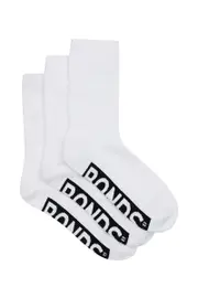 [Bonds] Bonds Womens Logo Cushioned Crew 3Pack Socks in White Size: 3-8, Cotton 3-8 White