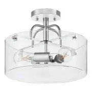 Shirwell 13.5 in. 3-Light Chrome Round Semi-Flush Mount, Modern Ceiling Light