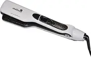 JUNHONG HOUSEHOLD Professional Hair Straightener Brush with Steam Function, Fast Heating, Titanium Floating Plates, LCD Display (White)