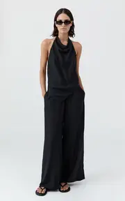 [St. Agni] Draped Silk Halter Top