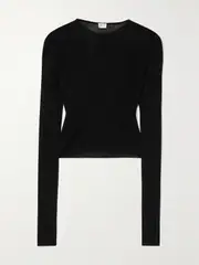 [SAINT LAURENT] SAINT LAURENT - Cropped Jersey Top - Black - M M Black